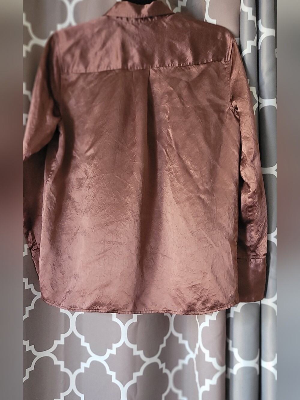 Rails Satin Button-Up Shirt in Chocolate Brown - Picture 7 of 12